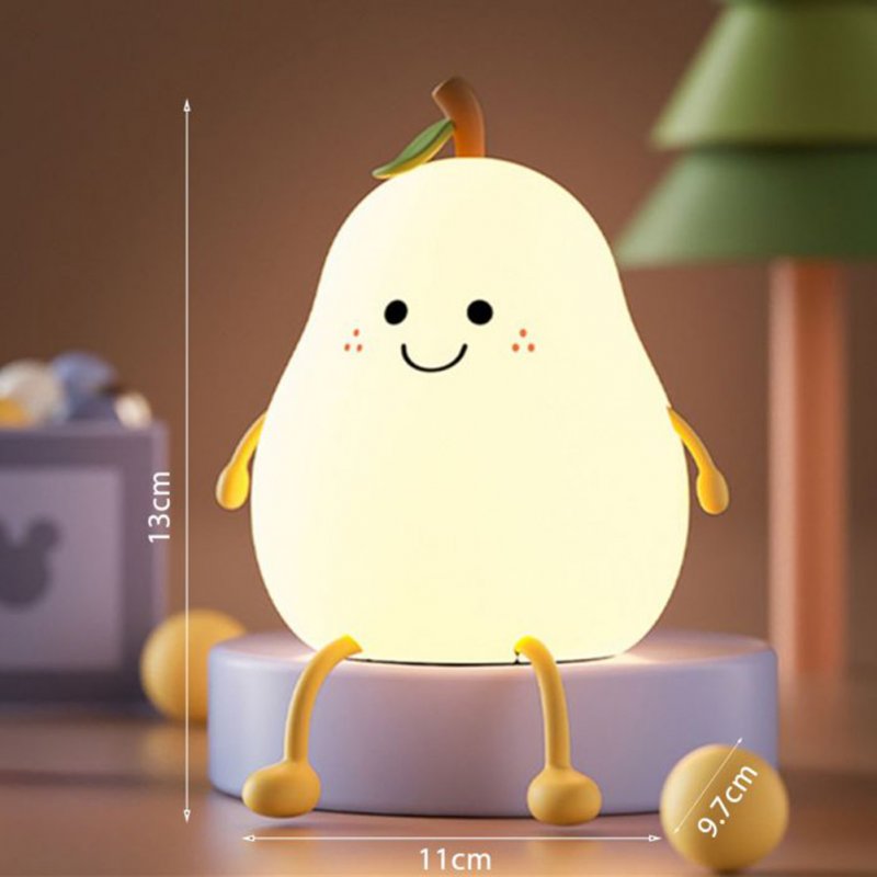 Cute Smile Silicone Led Night Light USB Charging Color-changing Eye Protective Bedside Lamp Pear Shape Colorful