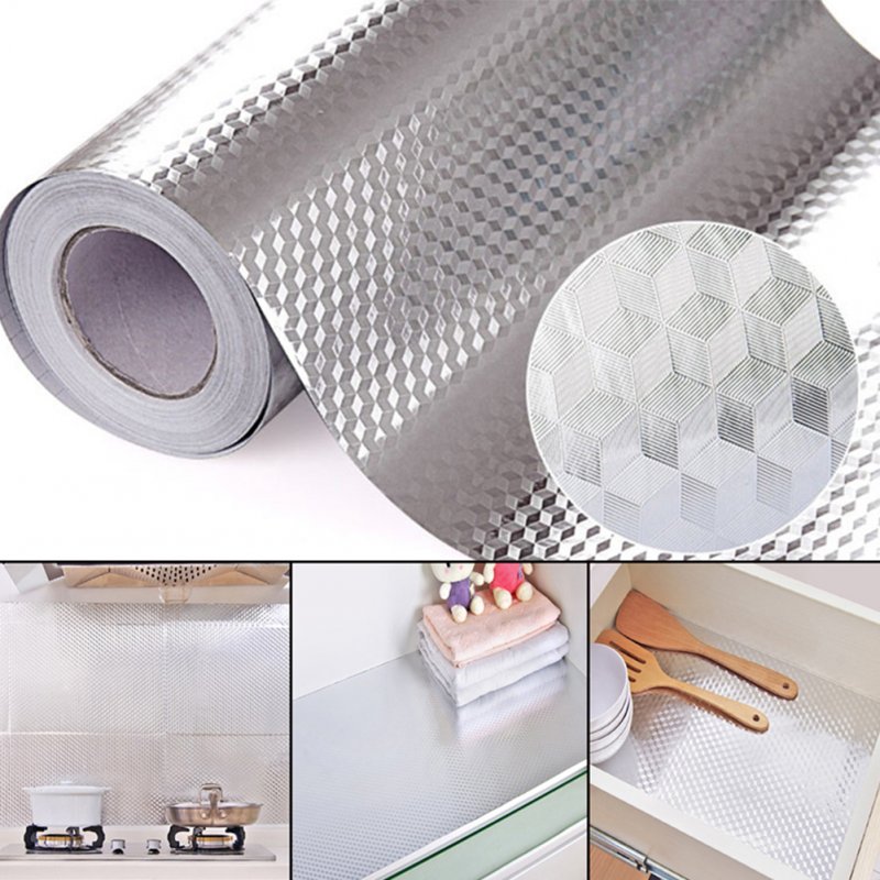 2/3/5M Aluminum Foil Self Adhesive Waterproof High Temperature Resistance Kitchen Stickers for Stove Cabinet Diamond 40 cm * 3 m