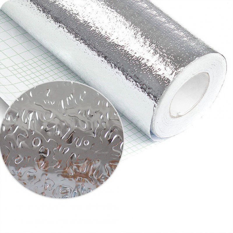 2/3/5M Self-adhesive Oil-proof Aluminum Foil Sticker for Wall Desk Drawer Orange peel lines40x500cm