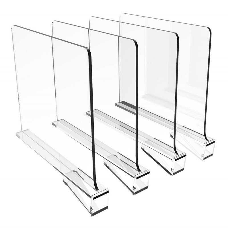 2/4/6 PCS Acrylic Fitted Shelf Dividers Closet Organization Separators Clear Shelf Dividers Wood Shelves Handbag Purse Sweater Organizer For Bedroom Kitchen Office Material: PET partition 4 pieces