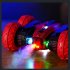 2 4G RC Stunt Car 4WD Double Sided Tumble RC Drift Car with Light Spray Remote Control Vehicle Green 2 Batteries