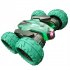 2 4G RC Stunt Car 4WD Double Sided Tumble RC Drift Car with Light Spray Remote Control Vehicle Green 2 Batteries