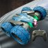 2 4G RC Stunt Car 4WD Double Sided Tumble RC Drift Car with Light Spray Remote Control Vehicle Green 2 Batteries