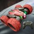 2 4G RC Stunt Car 4WD Double Sided Tumble RC Drift Car with Light Spray Remote Control Vehicle Red 2 Batteries