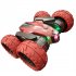2 4G RC Stunt Car 4WD Double Sided Tumble RC Drift Car with Light Spray Remote Control Vehicle Red 2 Batteries