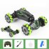 2 4G Remote Control Car with Spray Watch Dual Control Twist Stunt Vehicle Rechargeable RC Drift Car A Green
