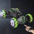 2 4G Remote Control Car with Spray Watch Dual Control Twist Stunt Vehicle Rechargeable RC Drift Car A Green