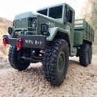 2 4G Remote Control Military Truck 6 Wheel Drive Off Road RC Car Model Remote Control Climbing Car Gift Toy Military green car  with color box