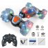 2 4G Remote Control Stunt Car with Music Light 4WD Gesture Sensing Remote Control Climbing Vehicle Toys Blue Green