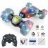 2 4G Remote Control Stunt Car with Music Light 4WD Gesture Sensing Remote Control Climbing Vehicle Toys Blue Green