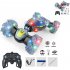 2 4G Remote Control Stunt Car with Music Light 4WD Gesture Sensing Remote Control Climbing Vehicle Toys Blue Green