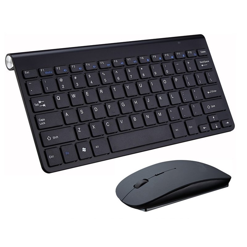 2.4G Wireless Keyboard Mouse Set Mini Multimedia Keyboard Mouse Combo Set for Notebook Laptop Mac Desktop PC  black