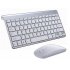 2 4G Wireless Keyboard Mouse Set Mini Multimedia Keyboard Mouse Combo Set for Notebook Laptop Mac Desktop PC  Silver gray