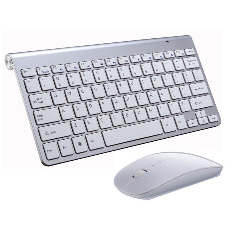 2.4G Wireless Keyboard Mouse Set Mini Multimedia Keyboard Mouse Combo Set for Notebook Laptop Mac Desktop PC  Silver gray