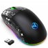 2 4G Wireless Mouse 3600 DPI Wireless Mouse Ergonomic Gaming Mouse RGB Lighting Type C Rechargeable For PC Laptop Computer T90RGB 3 mode charging  black