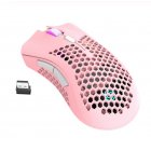 2.4GHz Wireless Mouse USB Rechargeable 1600DPI Adjustable Hollow Out Honeycomb RGB Optical Mouse Gamer Mice Pink