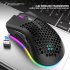 2 4GHz Wireless Mouse USB Rechargeable 1600DPI Adjustable Hollow Out Honeycomb RGB Optical Mouse Gamer Mice white