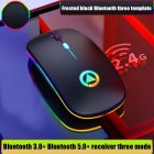 2.4GHz Wireless Optical Mouse USB Rechargeable RGB Cordless Mice For PC Laptop Frosted black Bluetooth 3.0+Bluetooth 5.0+24gHz 3 mode version