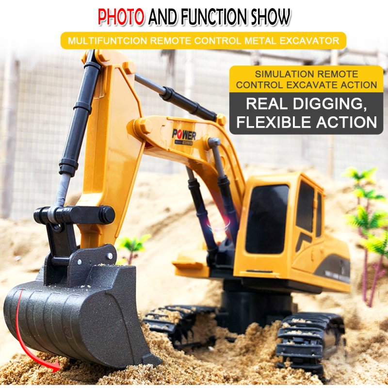2.4Ghz 6CH 1:24 RC Excavator Mini RC Truck Rechargeable Simulated Excavator Gift  alloy_1:24