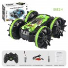 2.4g Amphibious Double-sided Stunt Remote Control Car 360-degree Rotation Charging Electric Vehicle Model Toy Children Gifts Green