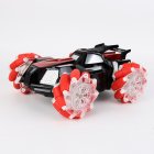 2 4g Four wheel Drive Remote Control Racing Car Rechargeable 360 Degree Rotating Lateral Drift Stunt Car With Light red