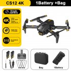 2.4g Rc Drone Rechargeable Mini Folding Quadcopter 4 Channels CS12 Hd 4k Dual Camera Remote Control Drone With Bag Black Single Camera 1Battery