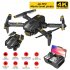 2 4g Rc Drone Rechargeable Mini Folding Quadcopter 4 Channels CS12 Hd 4k Dual Camera Remote Control Drone With Bag Grey Single Camera 3 Battery