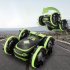 2 4g Remote Control Car Double sided Tumbling Amphibious Stunt Car Green handle control