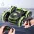 2 4g Remote Control Car Double sided Tumbling Amphibious Stunt Car Green handle watch control
