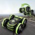 2 4g Remote Control Car Double sided Tumbling Amphibious Stunt Car Green handle watch control