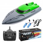 2.4g Remote Control High-speed Boat Rechargeable Long Battery Life Speedboat Children Racing Rc Boat Summer Water Toys Green 2 batteries