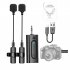 2 4g Wireless Lavalier Microphone Portable Lightweight Clip On Microphones Live Streaming One to Two