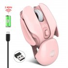 2.4g Wireless Mouse 3-speed 1600dpi Adjustable 4d Built-in 500mah Battery Rechargeable Gaming Mouse Pink