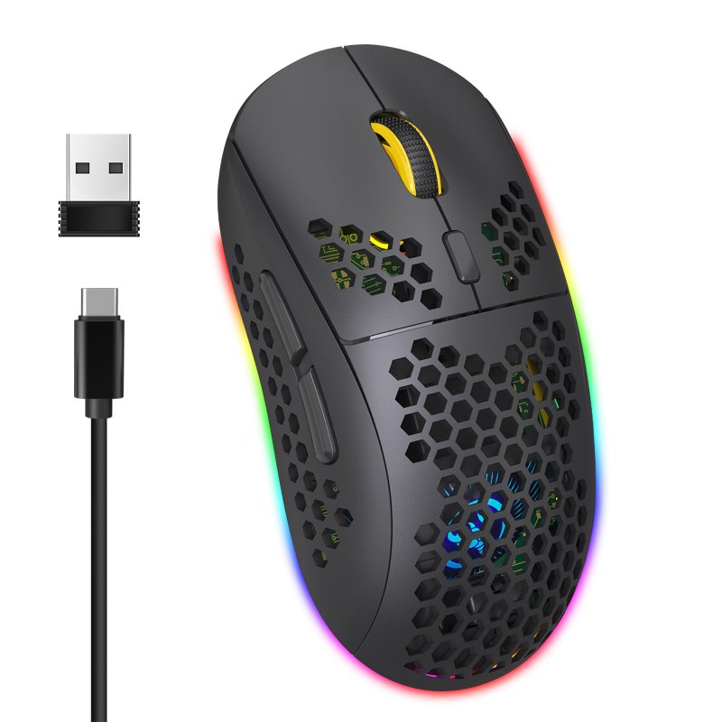 2.4g Wireless  Mouse Rgb Luminous Wireless Gaming Type-c Rechargeable Mouse black