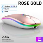 2.4g Wireless Mouse Usb Rechargeable Bluetooth-compatibel Rgb Silent Ergonomic Mouse With Backlight Compatible For Laptop Ipad Rose gold