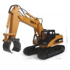 2 4ghz 16ch Rc Alloy Log  Grabbing  Machine With Independent Arms Rc Log Grabber 360 Degree Spin Tank Tread Trunk Huina 1570 1 14 yellow