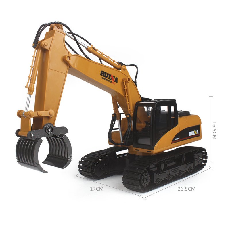 2.4ghz 16ch Rc Alloy Log  Grabbing  Machine With Independent Arms Rc Log Grabber 360 Degree Spin Tank Tread Trunk Huina 1570 1:14 yellow