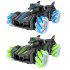 2 4ghz RC Stunt Car with Camera Multi functional Rechargeable Drift Car with Music Spray Green