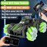 2 4ghz RC Stunt Car with Camera Multi functional Rechargeable Drift Car with Music Spray Green