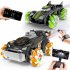 2 4ghz RC Stunt Car with Camera Multi functional Rechargeable Drift Car with Music Spray Green