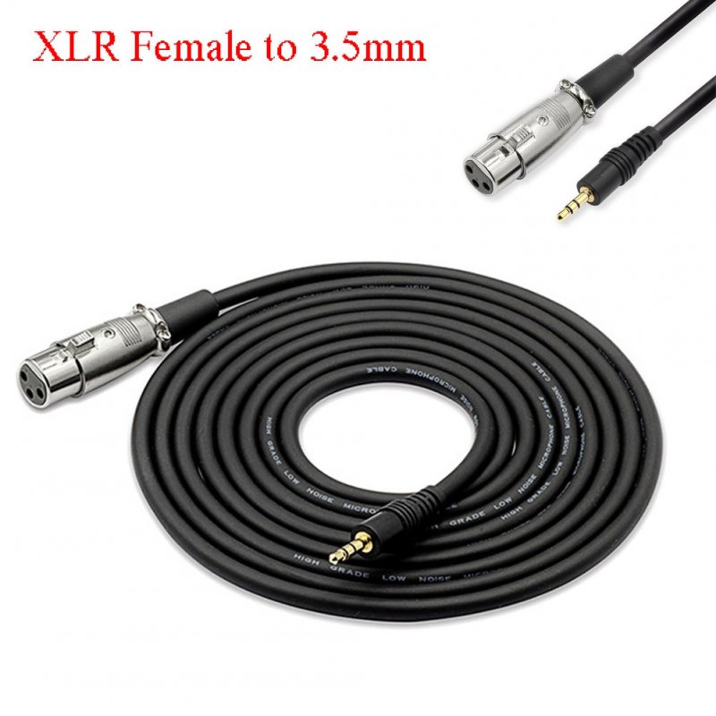 2.5m/8.2ft Microphone Cable XLR To 3.5mm Plug Condenser Audio Adaptor black