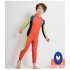 2 5mm Children s High Elastic Scuba Diving Suit Long Sleeve Bathing Suit Orange red and green sleeves XL