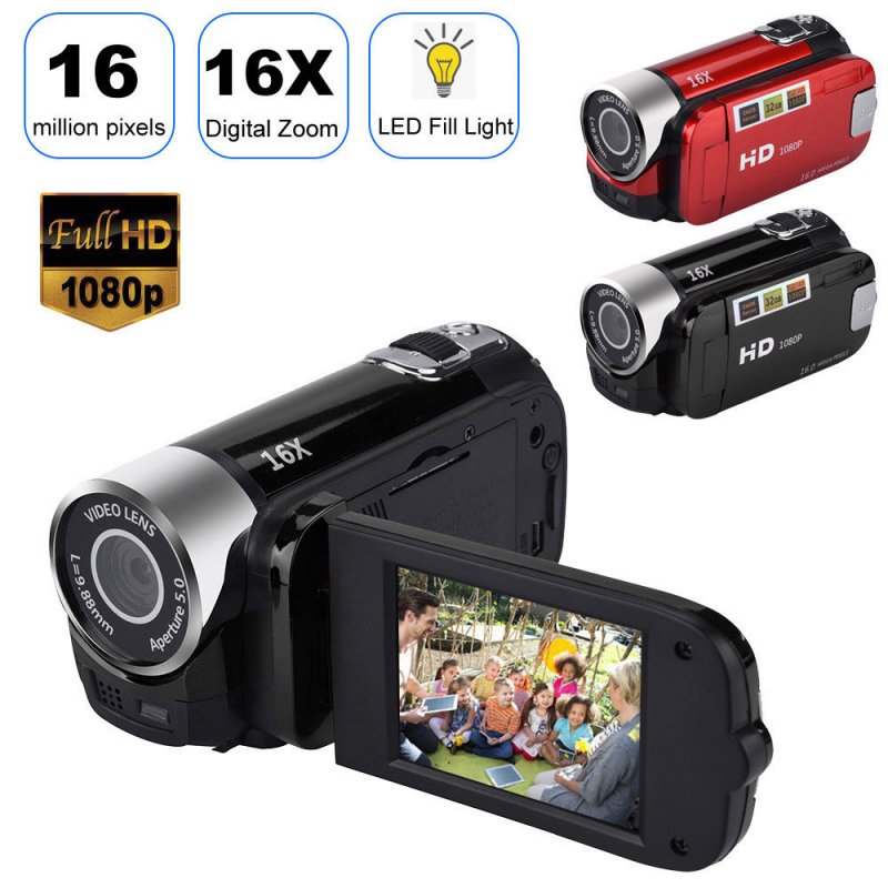 2.7 inch LCD Screen 16X Digital Zoom Video Camcorder HD Handheld Digital Camera  black EU plug