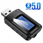 2 IN1 Audio Receiver USB Dongle <span style='color:#F7840C'>Bluetooth</span> 5.0 Transmitter With LCD Display Mini Jack 3.5mm AUX USB black