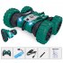 2 In 1 2 4G RC Car Double Sided Rolling Electric Tank Car Rechargeable Remote Control Stunt Vehicle Toys For Birthday Christmas Gifts dark green