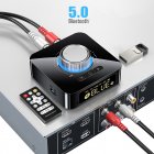 2 In 1 Audio Adapter LED Digital Display V5.0 Transmitter Receiver With Built-in Microphone For Phone MP3 Player black