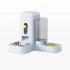 2 In 1 Automatic Food And Water Dispenser Gravity Water Bowl Automatic Pet Feeder And Water Dispenser Set For All Sizes Pets Cats Dogs boxed White