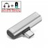 2 In 1 Earphone  Charging  Cable  Converter  Usb 3 5 To Type C Otg Adapter  Compatible For Macbookpro Xiaomi Huawei Type c black