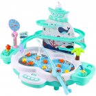 2 In 1 Electronic Fishing Game Toys With Sound Light USB Powered Maglev Track Fishing Pool Educational Toys For Kids Gifts Lake Green
