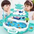 2 In 1 Electronic Fishing Game Toys With Sound Light USB Powered Maglev Track Fishing Pool Educational Toys For Kids Gifts Lake Green